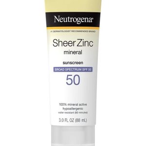 Neutrogena Sheer Zinc Mineral Face Sunscreen Lotion SPF 50 – Broad Spectrum Mineral Sunscreen 88ml